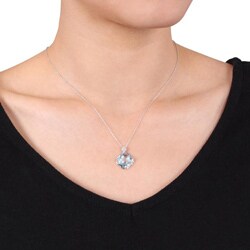 Sterling Silver Blue Topaz Diamond Accent Necklace (G-H, I3)