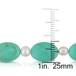 Sterling Silver Turquoise and Freshwater Pearl Bracelet (5-5.5 mm)