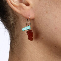 Crystale Silvertone Honey Jade and Turquoise Drop Earrings