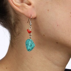 Crystale Genuine Carnelian Turquiose Dangle Earrings