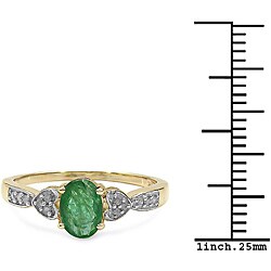 10k Yellow Gold Emerald and Diamond Accent Ring
