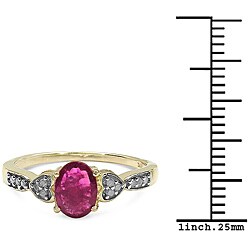 10k Yellow Gold Ruby and Diamond Accent Ring