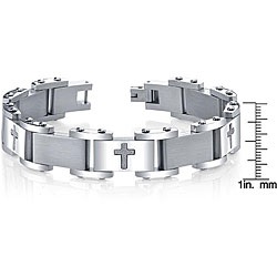 Stainless Steel Men's Diamond-cut Cross Link Bracelet