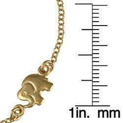 Caribe Gold  14k overSterling  Silver Lucky Elephants Anklet