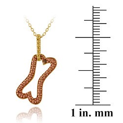 18k Two-tone Gold over Silver Champagne Diamond Bone Necklace
