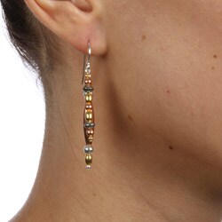 Southwest Moon Sterling Silver, Brass and Copper Beaded Drop Earrings