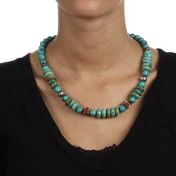 Sterling Silver and Copper Turquoise Bead Necklace
