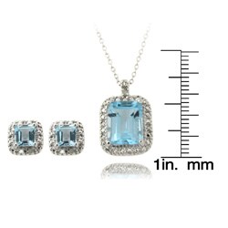 Gem Jolie Silver Blue Topaz and Diamond Accent Jewelry Set