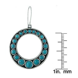 Southwest Moon Sterling Silver Turquoise Beaded Circle Earrings
