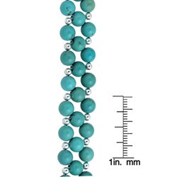 Southwest Moon Sterling Silver Woven Turquoise Toggle Bracelet