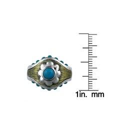 Silvermoon Sterling Silver and Bronze Turquoise Flower Ring