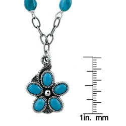 Southwest Moon Sterling Silver Turquoise Flower Necklace