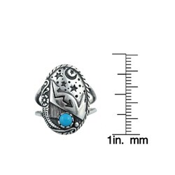 Southwest Moon Sterling Silver Turquoise Accent Moon and Stars Ring