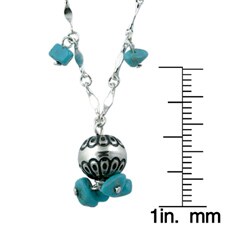 Southwest Moon Sterling Silver Turquoise Chip Dangle Necklace
