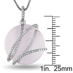 14k White Gold Rose Quartz and 1/3ct TDW Diamond Necklace (G-H, SI1)