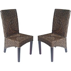 Lambada High-back Mahogany Hyacinth Chairs (Set of 2)