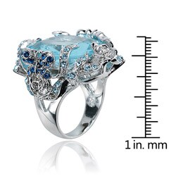 Silvertone Crystal Butterfly and Floret Filigree Ring