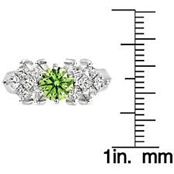 14k White Gold 1 5/8 ct TDW Green and White Diamond Ring (SI2, VS2