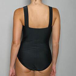 Ocean Dream Women's 'Warp & Weft' Black Woven Accent One-piece Swimsuit