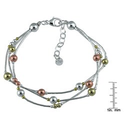 Southwest Moon Sterling Silver 3-Strand Bead Bracelet