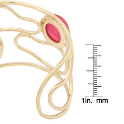 Rivka Friedman Gold Overlay Hot Pink Mother of Pearl Swirl Cuff Bracelet