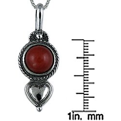 Southwest Moon Sterling Silver Red Agate Heart 18-inch Necklace