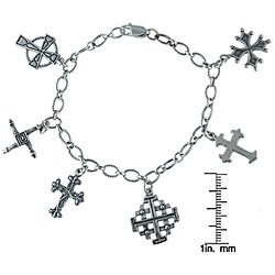 Southwest Moon Sterling Silver Cross Charm Bracelet