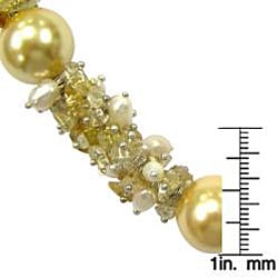 Pearlz Ocean Shell Pearl, FW Pearl and Citrine Chip Necklace (10-11 mm)