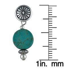 Southwest Moon Sterling Silver Turquoise Concho Earrings