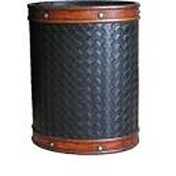 Decorative Wooden Oval Waste Basket/ Recycle Bin Set