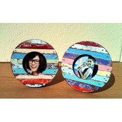 Set of 2 Chimlin Round Boat Wood Photo Frames (Thailand)
