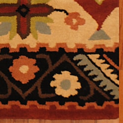 Indo Hand-tufted Tibetan Beige/ Rust Wool Rug (2' x 3')