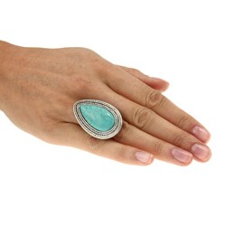 NEXTE Jewelry Silvertone Faux Turquoise Teardrop Stretch Ring