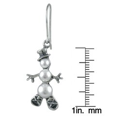 Silvermoon Sterling Silver Pearl Snowman with Snowshoes Earrings