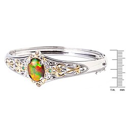 Michael Valitutti Two-tone Multicolor Ammolite, Emerald and Sapphire Bracelet
