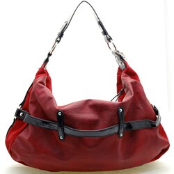 Dasein Faux Suede Croco Embossed Belted Hobo Bag