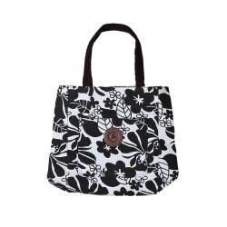 Black/ White Canvas Flower Button Bag (China)