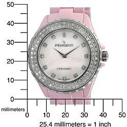 Peugeot Women's Swiss Pink Ceramic Crystal Bezel Watch