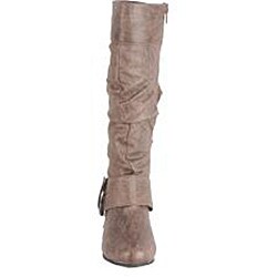 Elegant Women's Taupe Baby 12 Flat Knee-high Boots