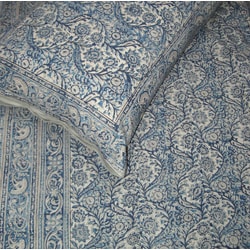 Kalamkari Indigo King-size Duvet Cover Set (India)