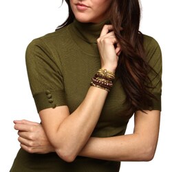 Cam & Zooey Goldtone Glass and Wood Bead Bracelets (Set of 11)