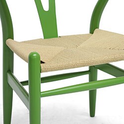 Mid-Century Modern Green Wood Y Wishbone Chair