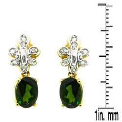 D'sire 10k Yellow Gold Chrome Diopside and Diamond Accent Earrings