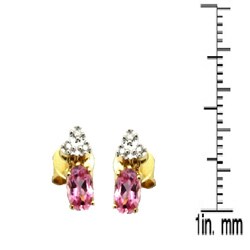 D'sire 10k Yellow Gold Pink Tourmaline Diamond Accent Stud Earrings