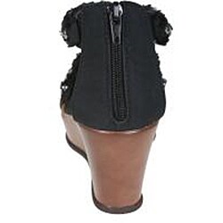 Refresh by Beston Women's 'Summer' Black Wedge Sandals