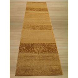 Beige/ Brown Stripe Damask Rug (2'7 x 9'10)