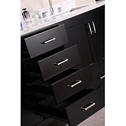 Espresso Solid Wood Transitional Double Sink Bathroom Vanity with Carrara White Marble Counter Top