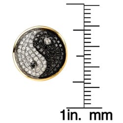 10k Yellow Gold White and Black 2/3ct TDW Diamond Yin Yang Earrings