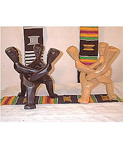 Carved Wood Three Heads Unity Statue (Ghana)