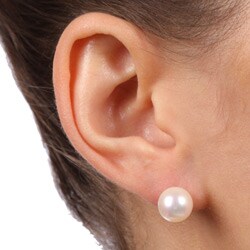 DaVonna 14k Gold Cultured Akoya Pearl Earrings (8.5-9 mm)
